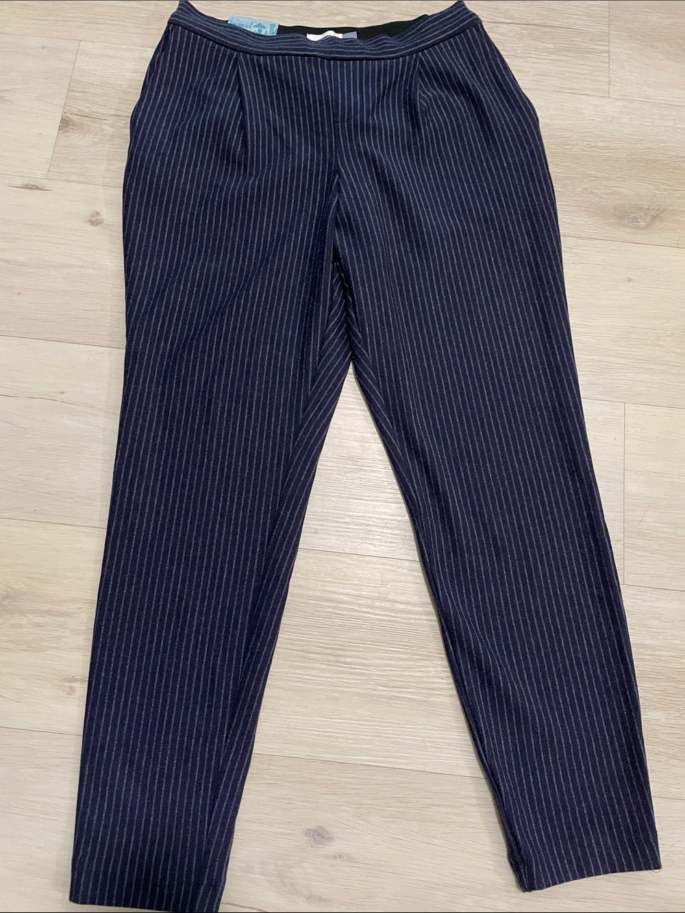 Old Navy Women's High Rise Navy Pinstripe Straight-Leg Pants